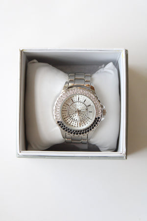 Studio I Time Crystal Embedded Silver Analog Watch