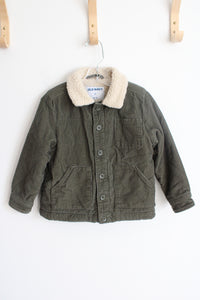 Old Navy Olive Green Corduroy Sherpa Lined Jacket | Youth 4T