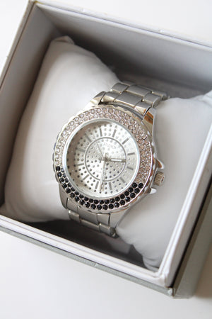 Studio I Time Crystal Embedded Silver Analog Watch