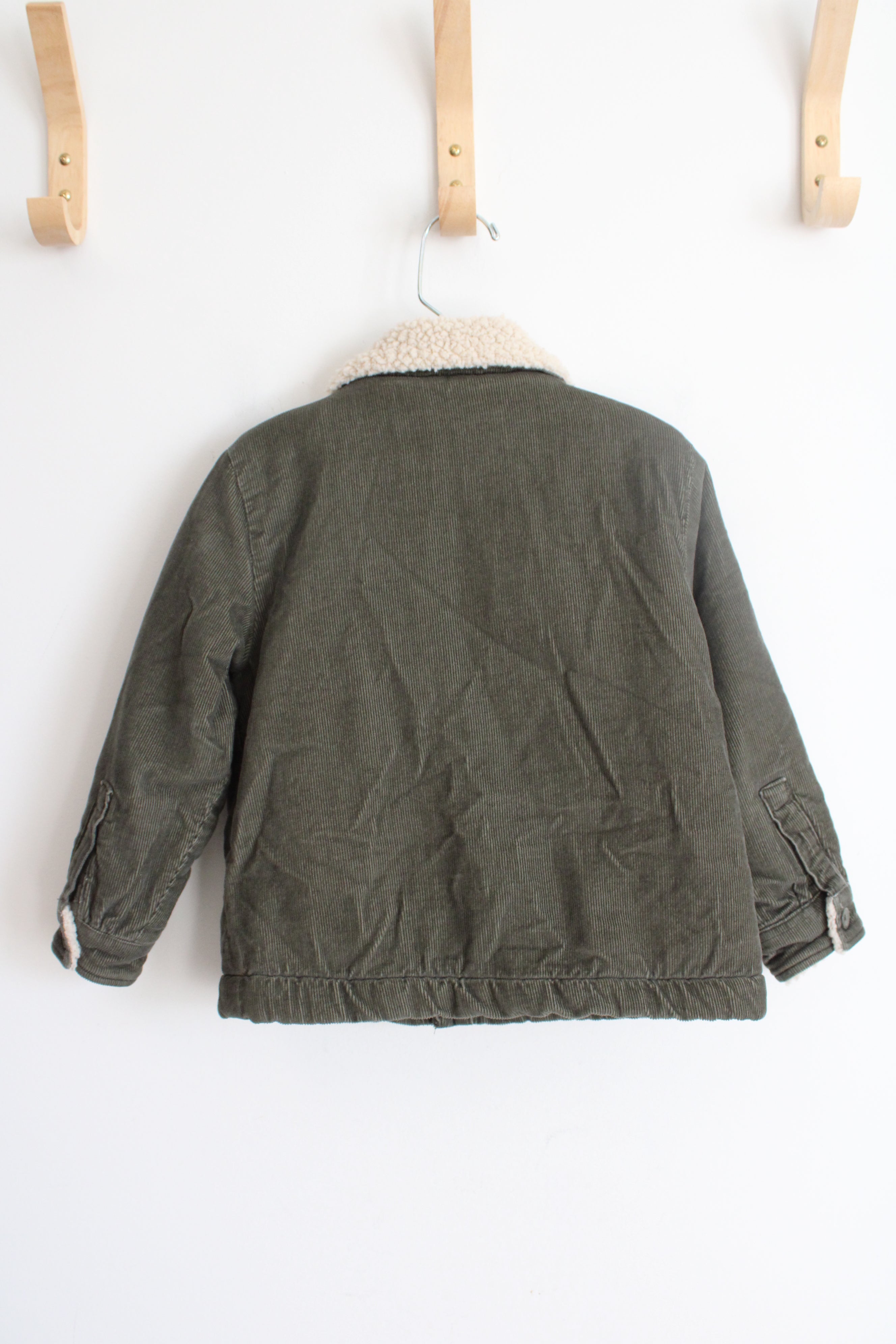 Old Navy Olive Green Corduroy Sherpa Lined Jacket | Youth 4T