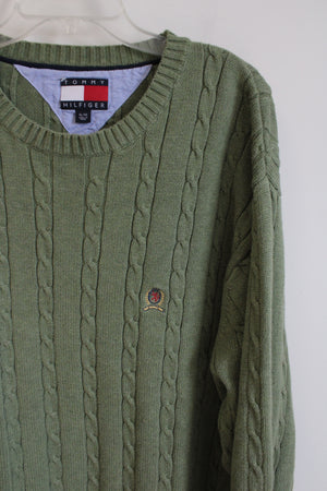 Tommy Hilfiger Sage Green Cable Knit Sweater | XL