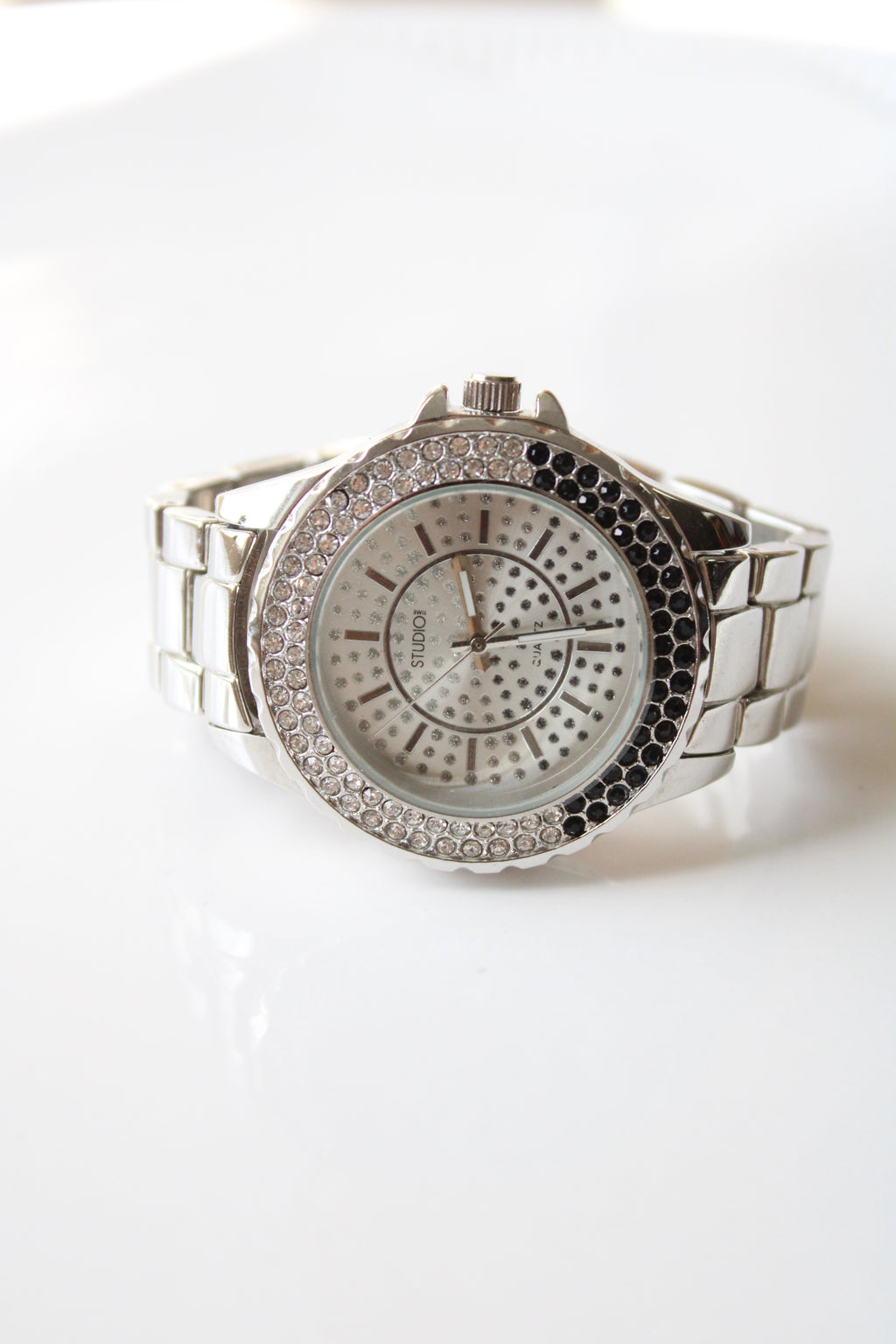 Studio I Time Crystal Embedded Silver Analog Watch