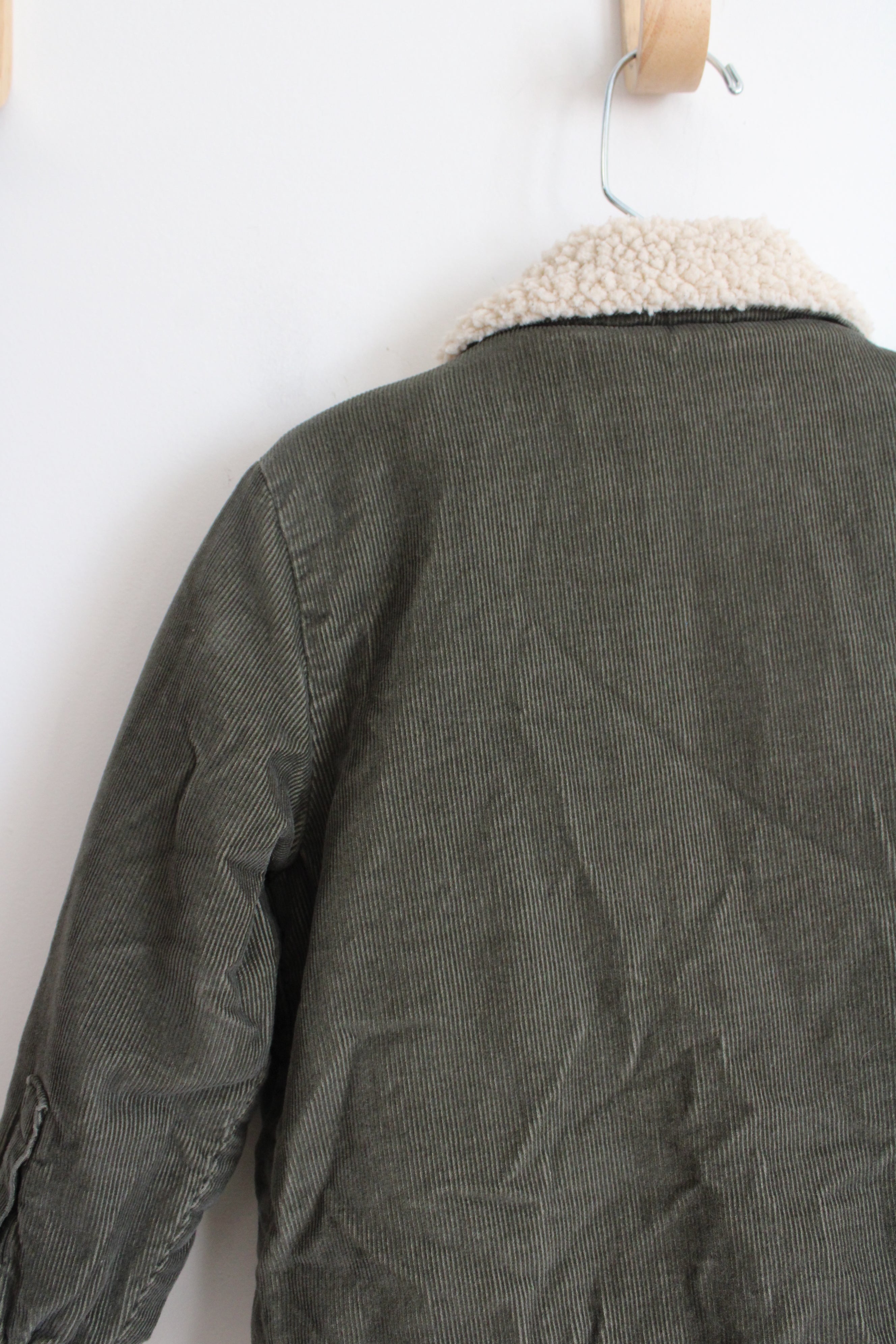 Old Navy Olive Green Corduroy Sherpa Lined Jacket | Youth 4T