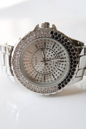 Studio I Time Crystal Embedded Silver Analog Watch