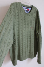 Tommy Hilfiger Sage Green Cable Knit Sweater | XL