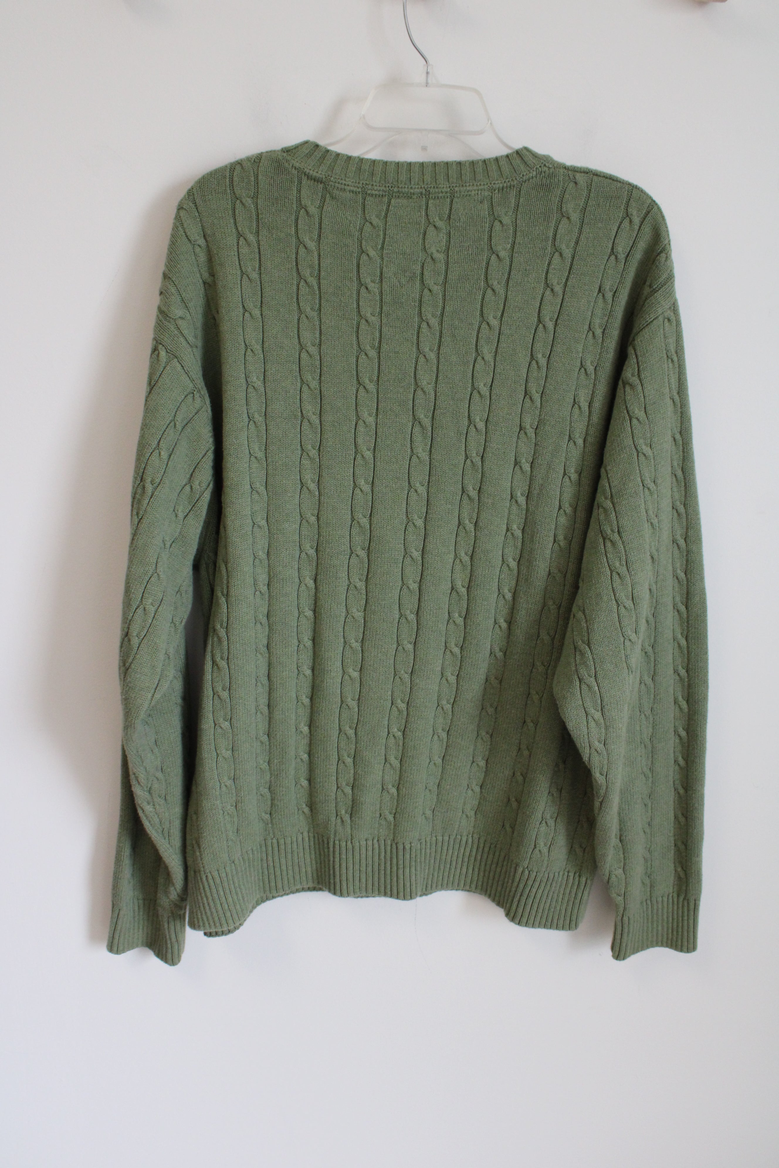 Tommy Hilfiger Sage Green Cable Knit Sweater | XL