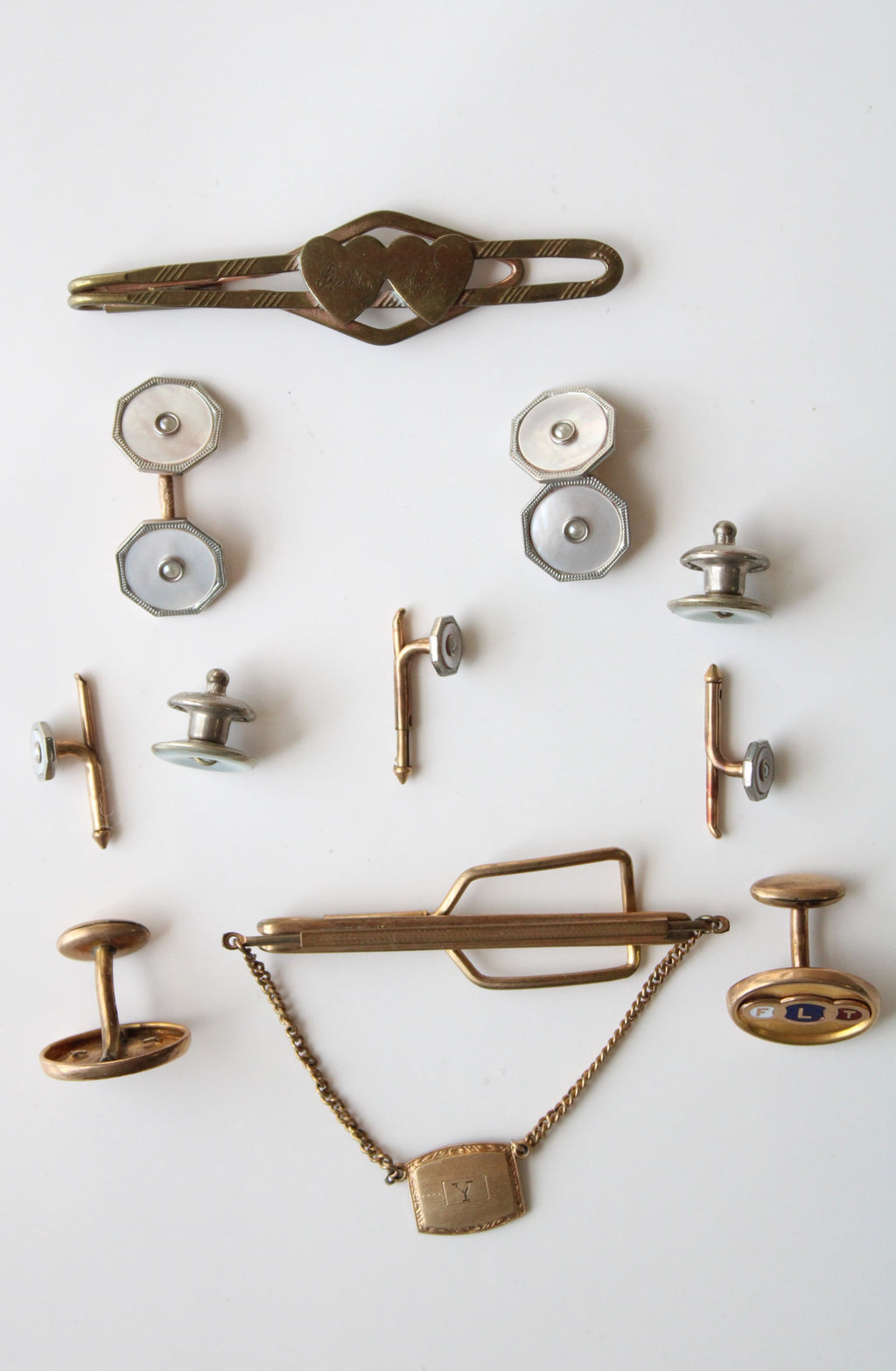 Set Of Various Vintage Pins, Cuff Links, Tie Bars
