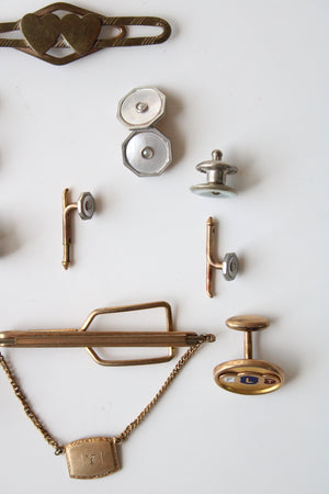 Set Of Various Vintage Pins, Cuff Links, Tie Bars