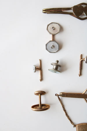 Set Of Various Vintage Pins, Cuff Links, Tie Bars