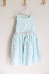 American Princess Pearl Rhinestone Waist Mint Green Floral Dress | Youth 6