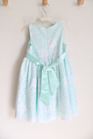 American Princess Pearl Rhinestone Waist Mint Green Floral Dress | Youth 6