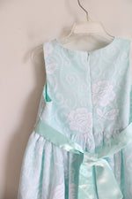 American Princess Pearl Rhinestone Waist Mint Green Floral Dress | Youth 6