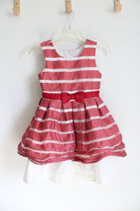 Jona Michelle Red & White Metallic Striped Dress | Youth 7