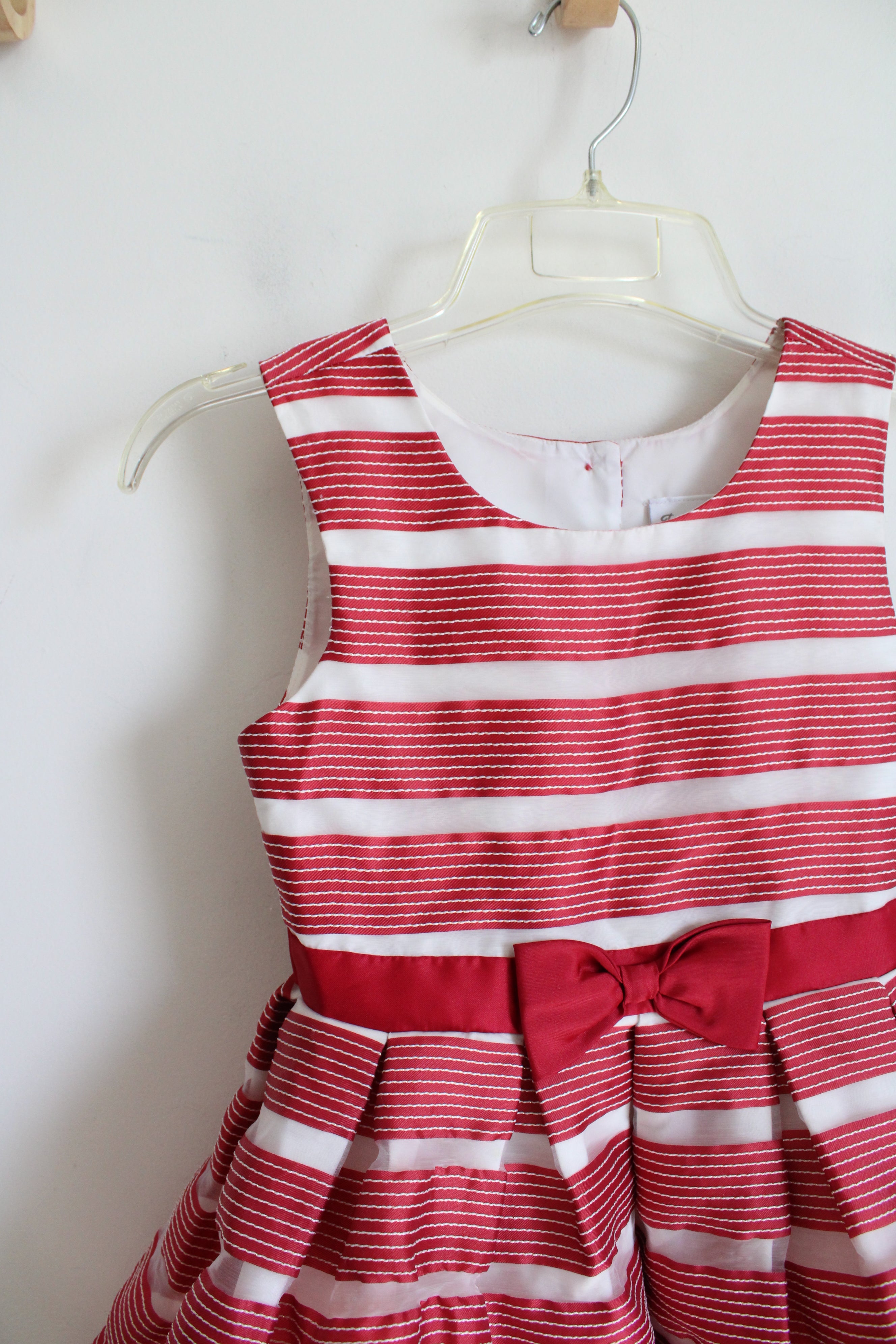 Jona Michelle Red & White Metallic Striped Dress | Youth 7