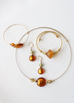 Sunset Orange Glass Beaded Necklace Earring & Bracelet Set