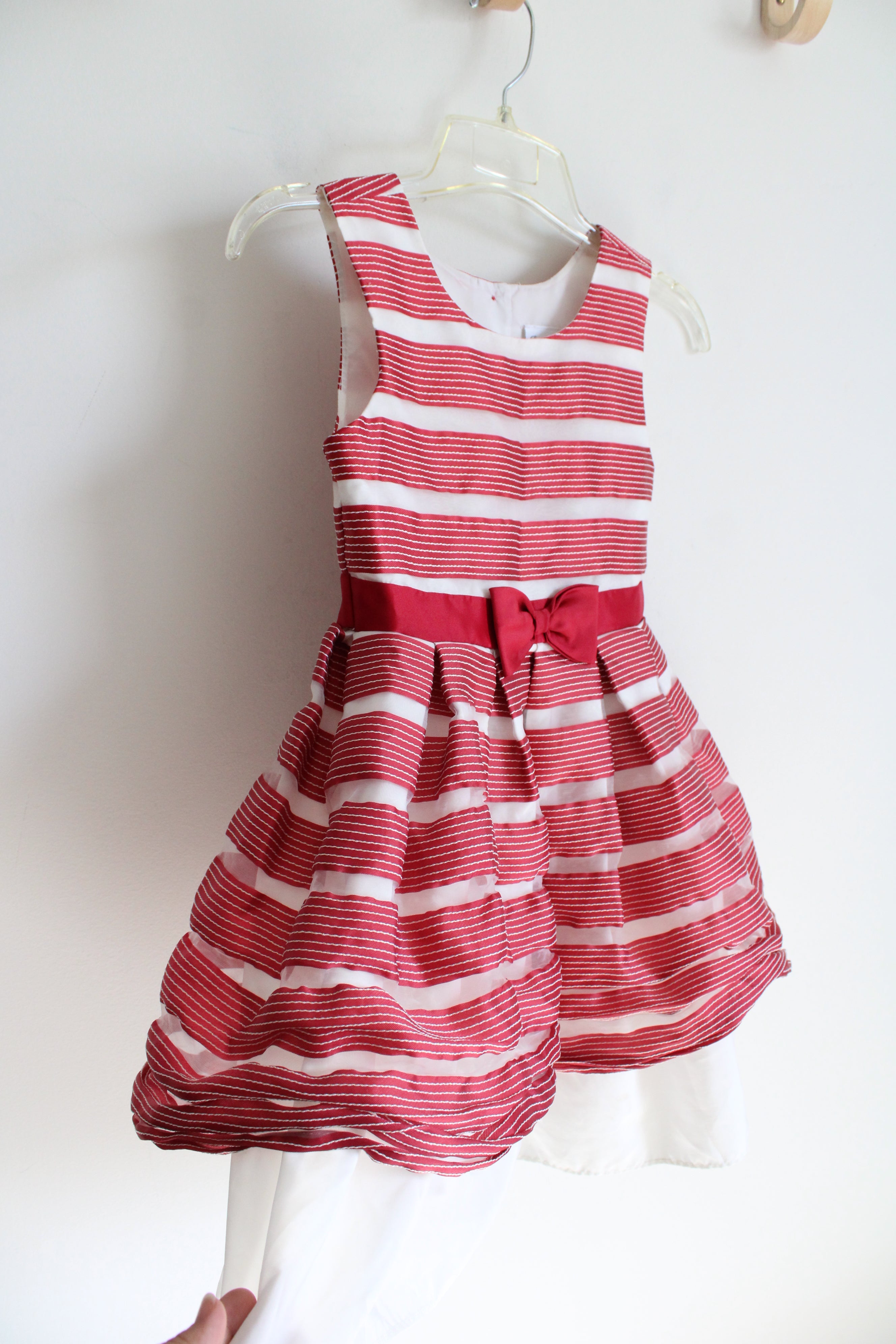 Jona Michelle Red & White Metallic Striped Dress | Youth 7