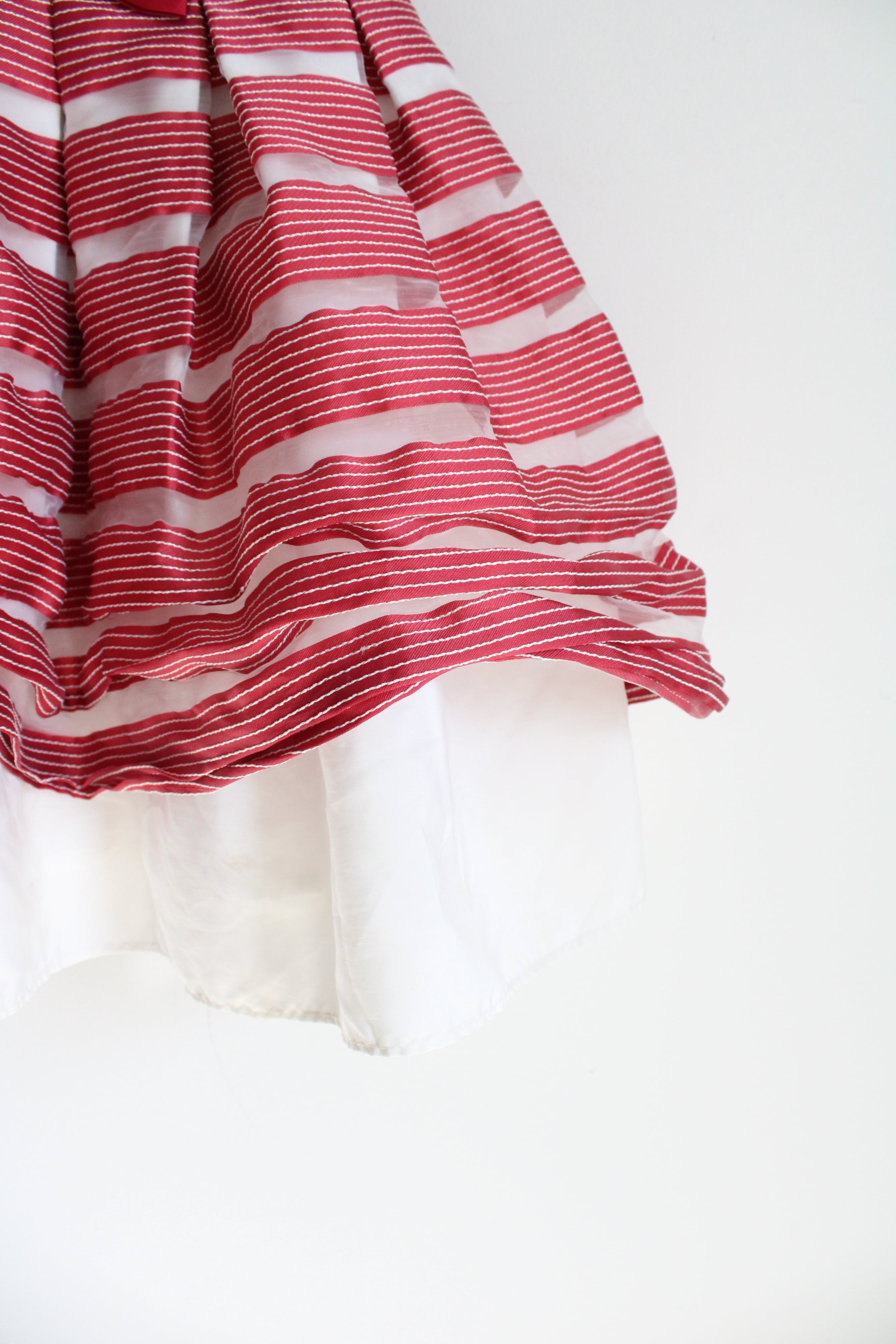 Jona Michelle Red & White Metallic Striped Dress | Youth 7