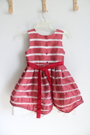 Jona Michelle Red & White Metallic Striped Dress | Youth 7