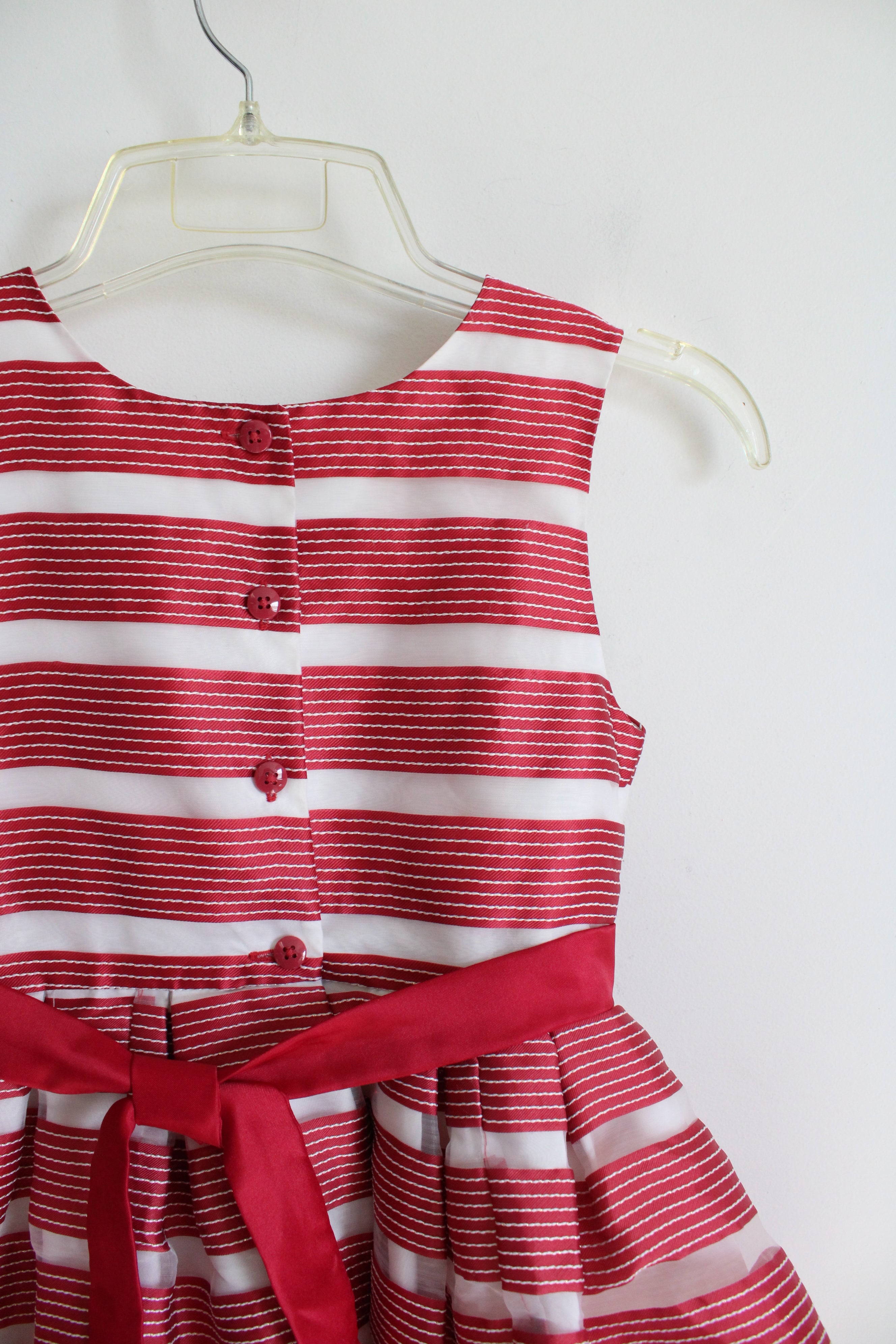 Jona Michelle Red & White Metallic Striped Dress | Youth 7