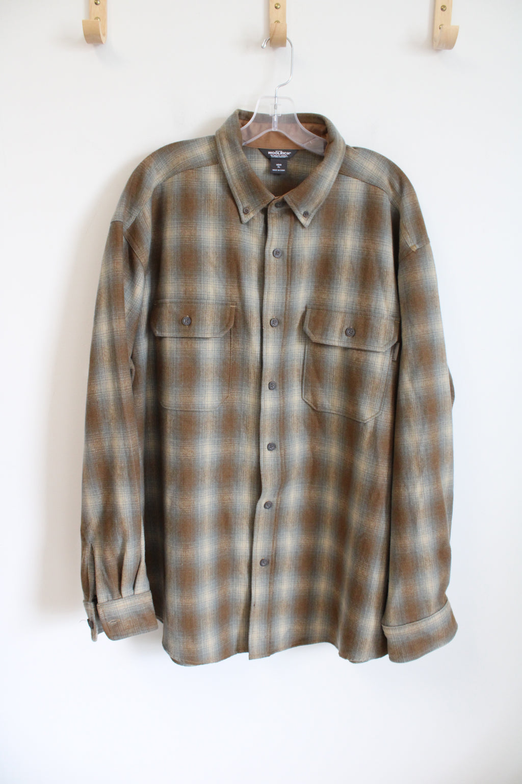 Woolrich Brown Wool Blend Flannel | XL