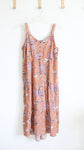 Sonoma Tan Floral Patterned Tiered Linen Blend Maxi Dress | XL