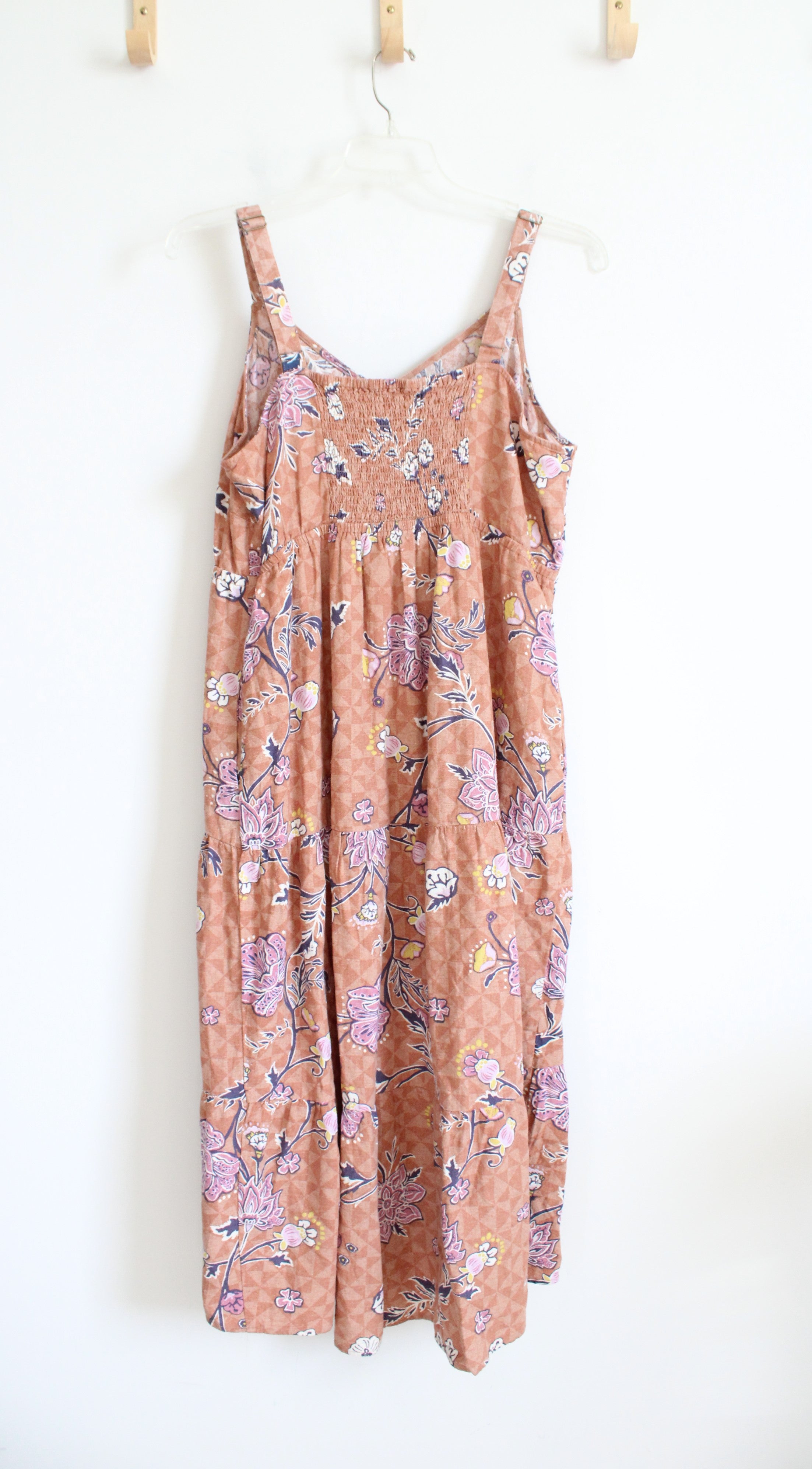 Sonoma Tan Floral Patterned Tiered Linen Blend Maxi Dress | XL