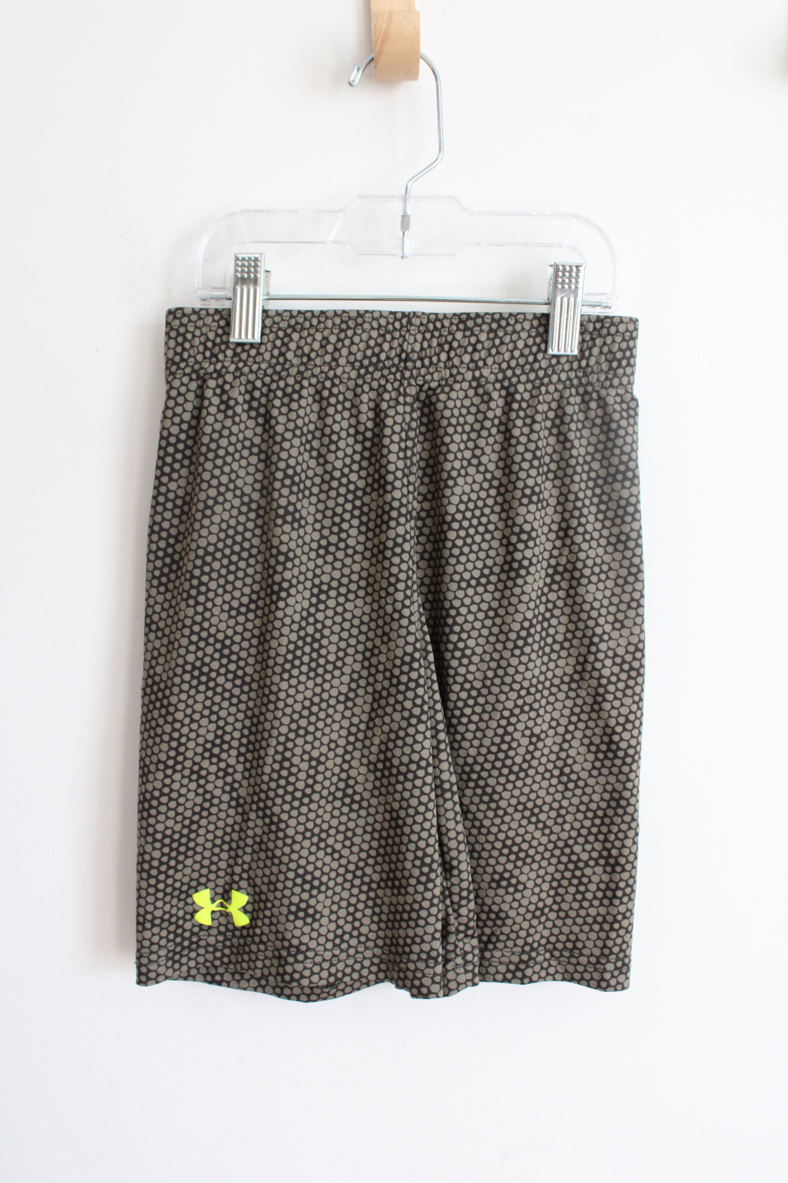 Under Armour Black & Green Patterned Athletic Shorts | Youth 7