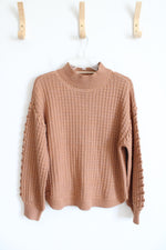 Democracy Tan Shimmer Mock Neck Sweater | M