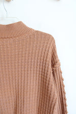 Democracy Tan Shimmer Mock Neck Sweater | M