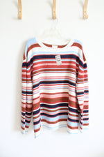 NEW Nordstrom Caslon Rust Navy & Pink Striped Lucy Sweater | 3X