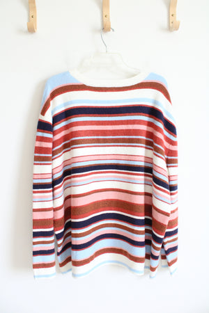 NEW Nordstrom Caslon Rust Navy & Pink Striped Lucy Sweater | 3X