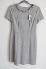 NEW Cole Haan Coleson Gray Rhinestone Neckline Dress | 8