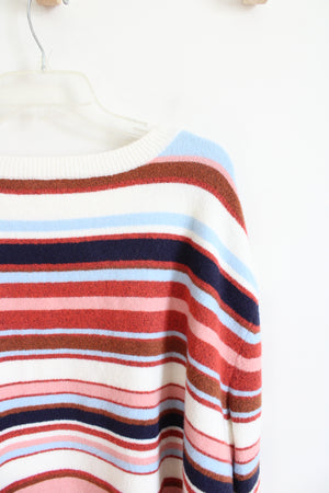 NEW Nordstrom Caslon Rust Navy & Pink Striped Lucy Sweater | 3X