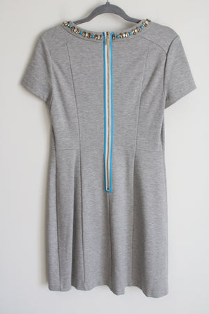 NEW Cole Haan Coleson Gray Rhinestone Neckline Dress | 8