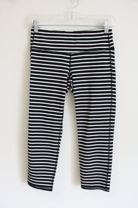 Athleta Black White Striped Capri Yoga Legging | S