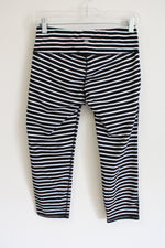 Athleta Black White Striped Capri Yoga Legging | S