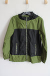 Cat & Jack Black Green Windbreaker Jacket | Youth L (12/14)
