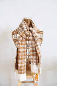 NEW Timberland Brown & White Plaid Scarf