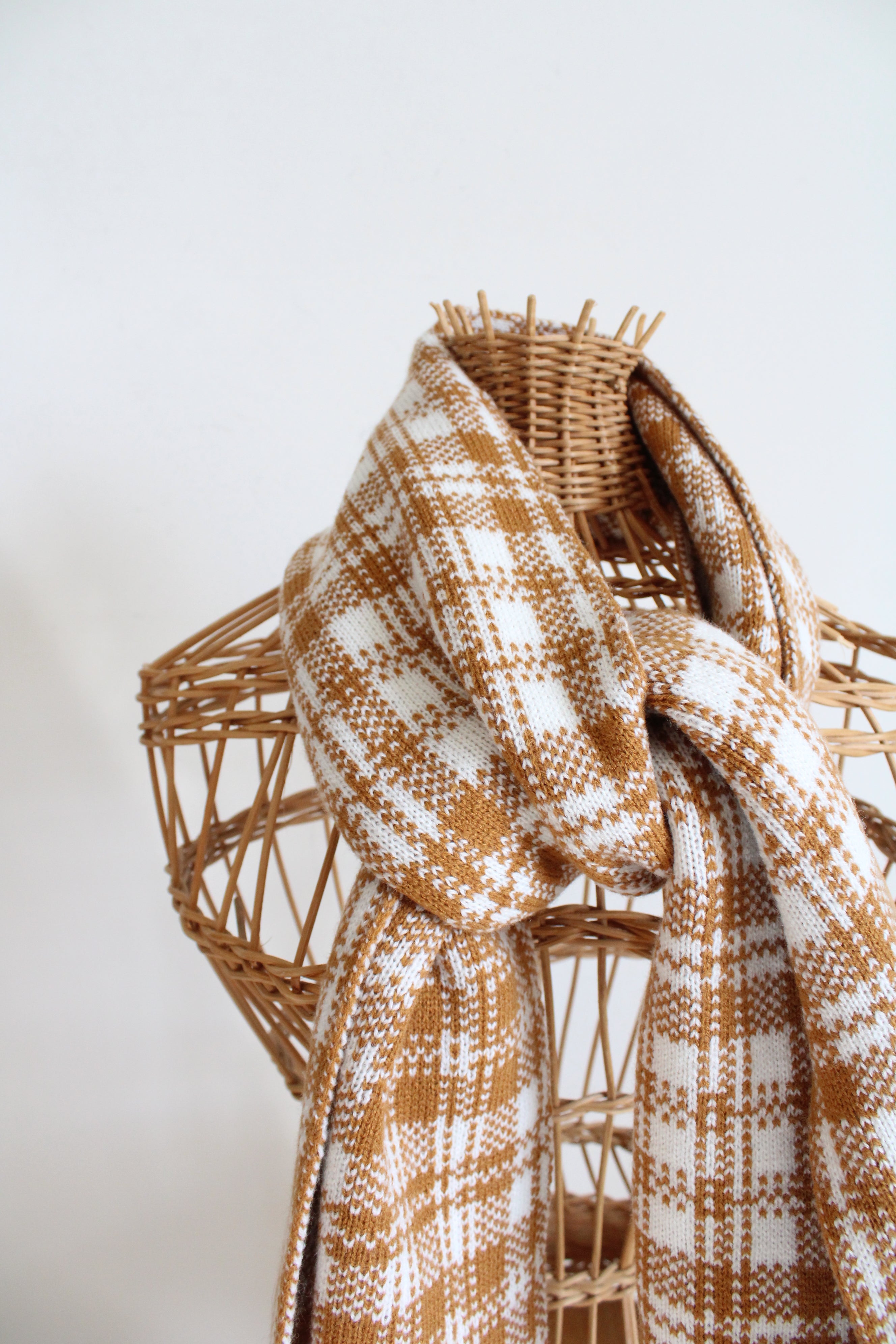 NEW Timberland Brown & White Plaid Scarf