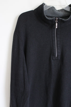 Tommy Bahama Black 1/4 Zip Soft Cotton Blend Sweatshirt | XL