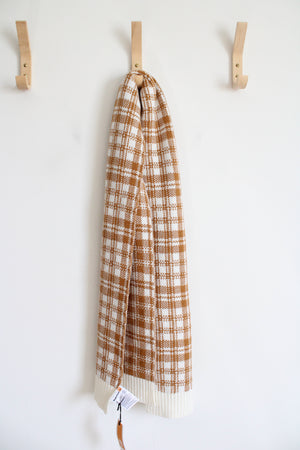 NEW Timberland Brown & White Plaid Scarf