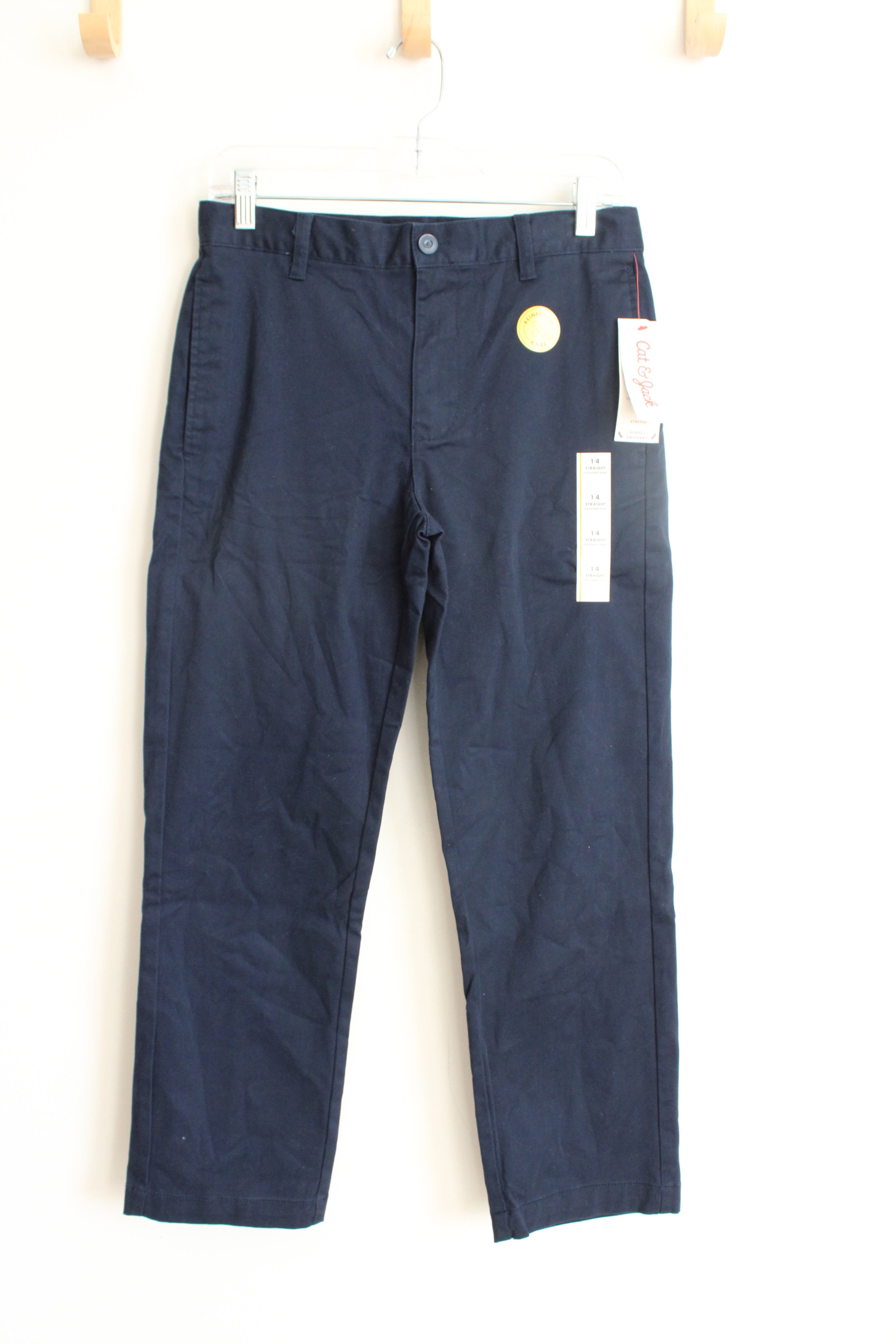 NEW Cat & Jack Navy Reinforced Knee Straight Pants | Youth 14