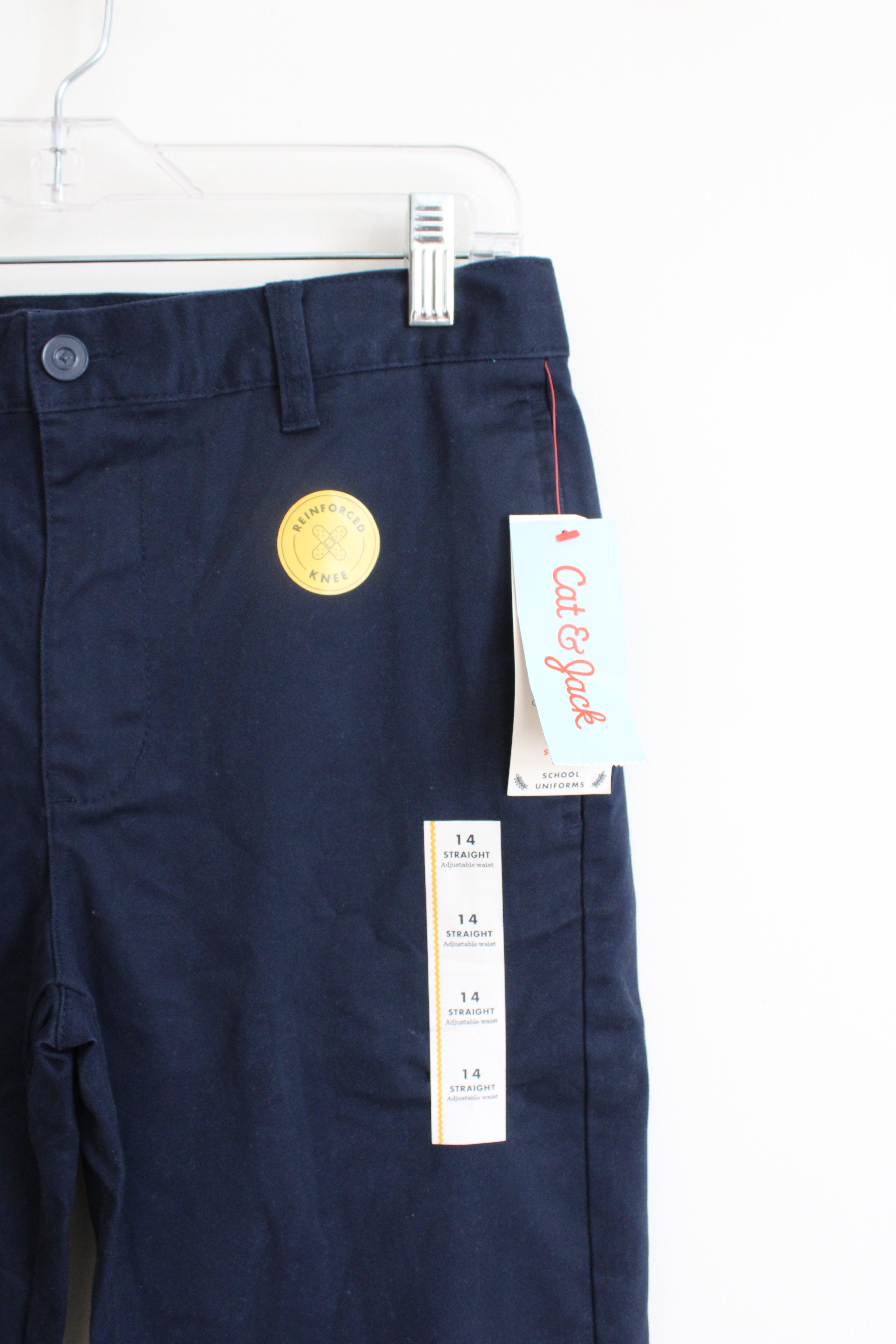 NEW Cat & Jack Navy Reinforced Knee Straight Pants | Youth 14