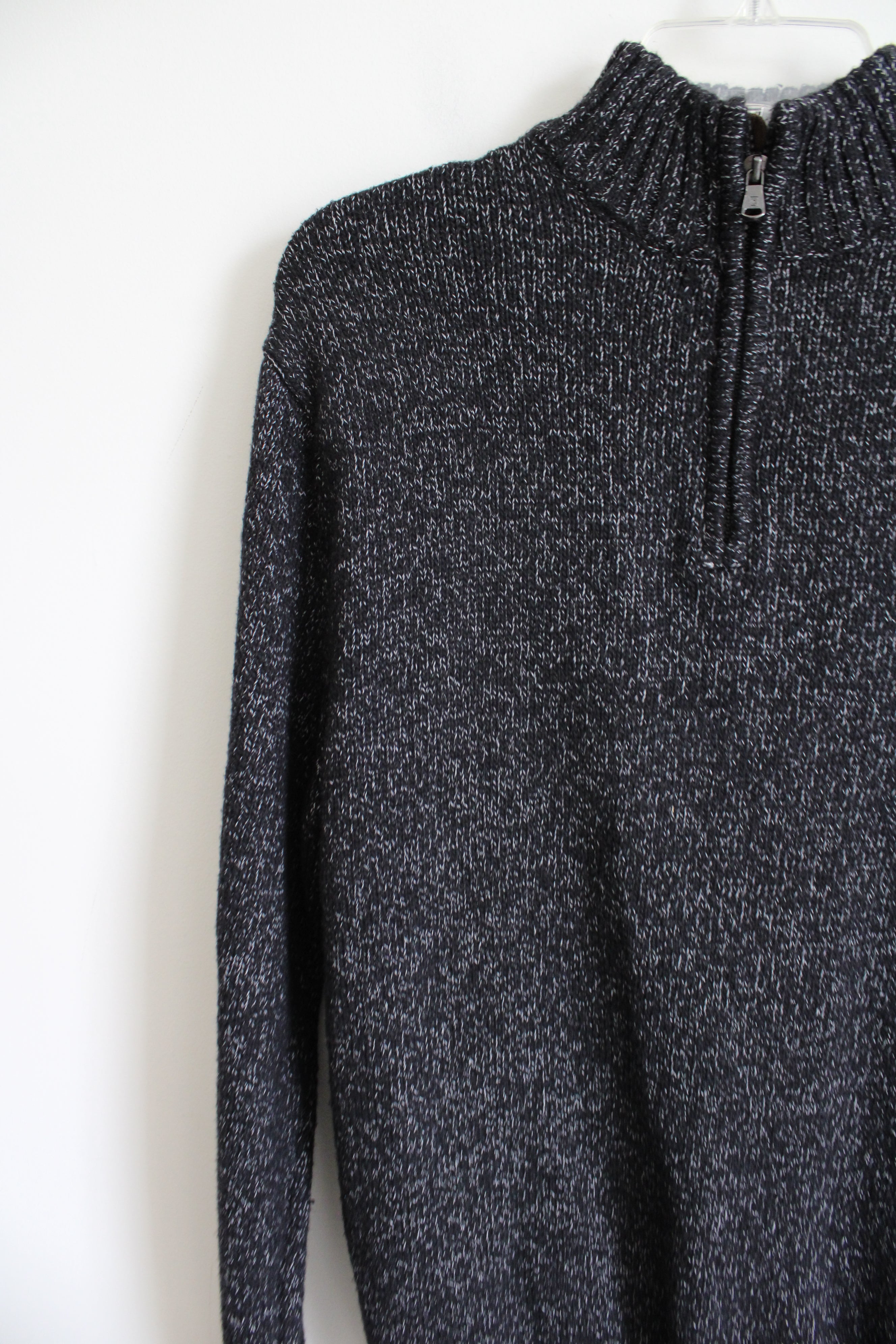 Chaps Black Speckled Knit 1/4 Zip Sweater | XL