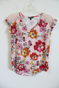 Express Pink Floral Satin Blouse | S