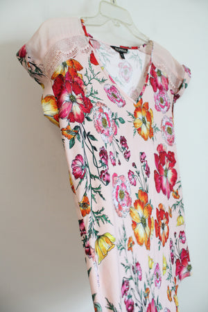 Express Pink Floral Satin Blouse | S