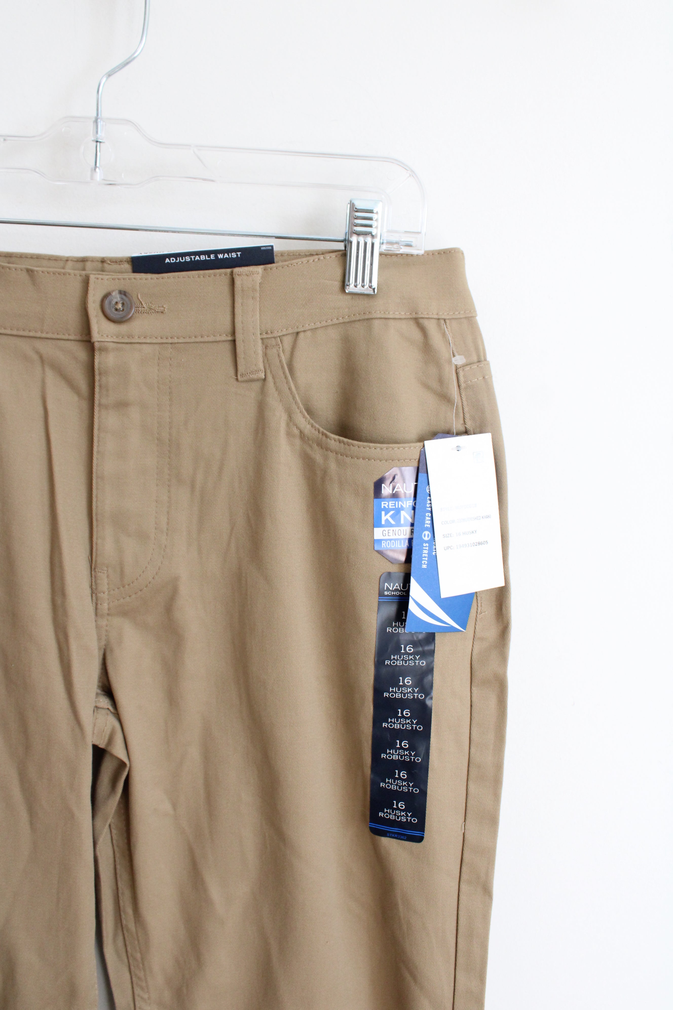 NEW Nautica Reinforced Knee Husky Khaki School Uniform Pants | Youth 16