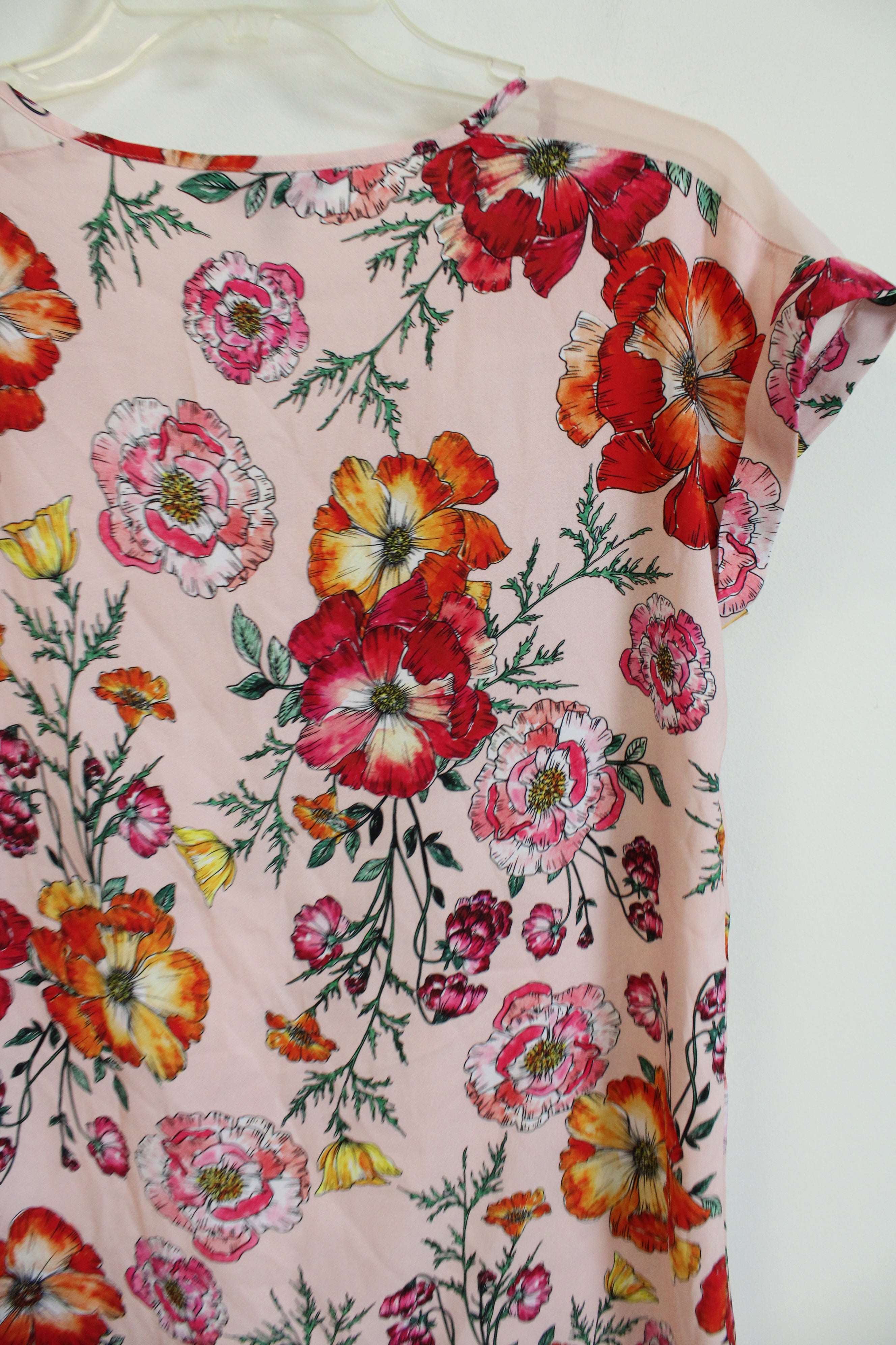 Express Pink Floral Satin Blouse | S