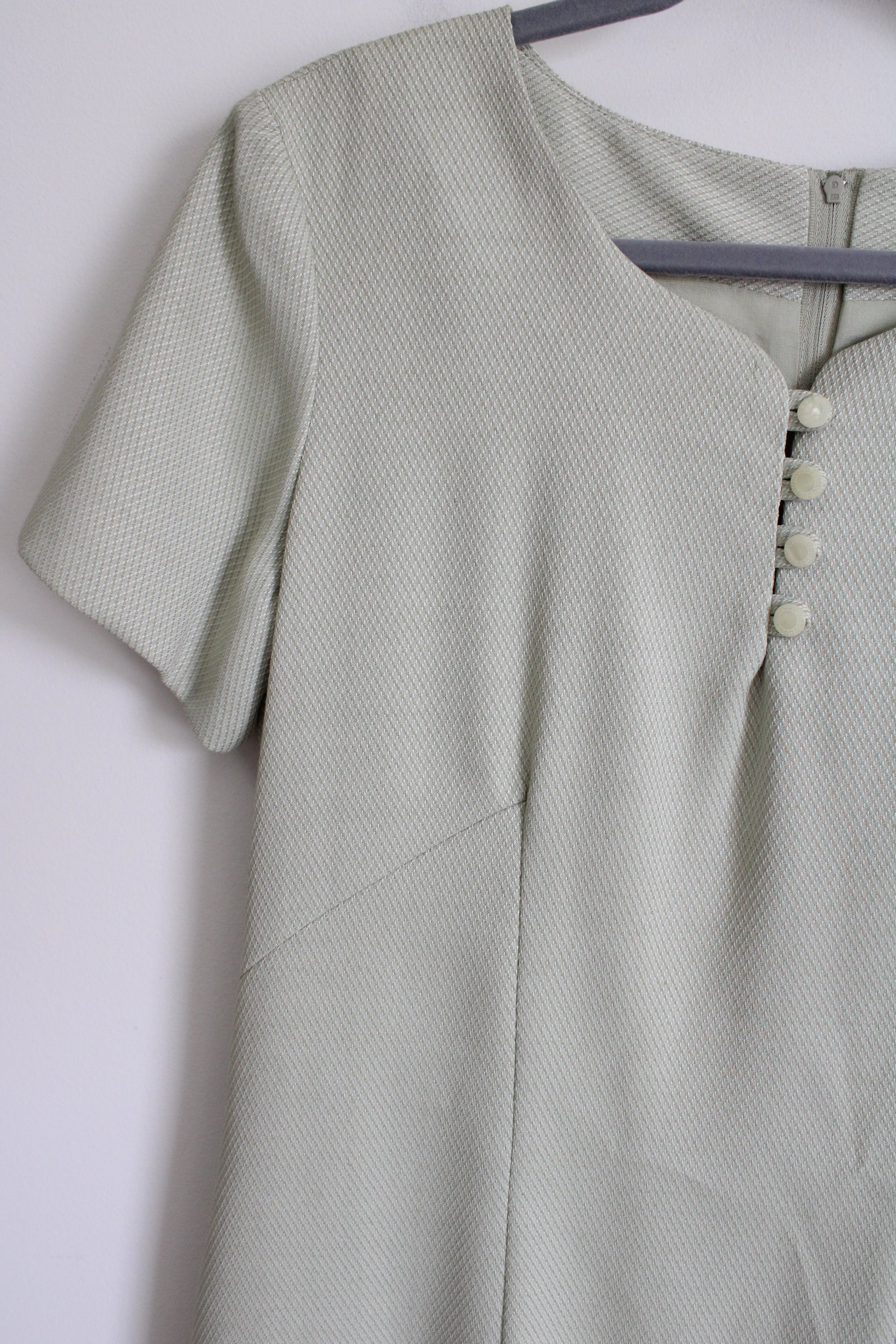 Ivy Collection Vintage Pale Green Fitted Dress | 12 Petite