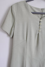 Ivy Collection Vintage Pale Green Fitted Dress | 12 Petite